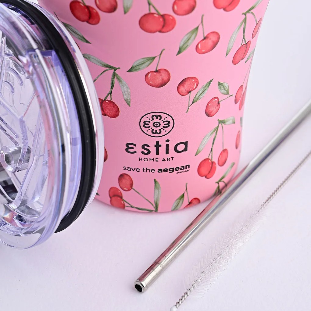 Ποτήρι Θερμός Coffee Mug Save The Aegean Cherry Rose 350ml - Estia