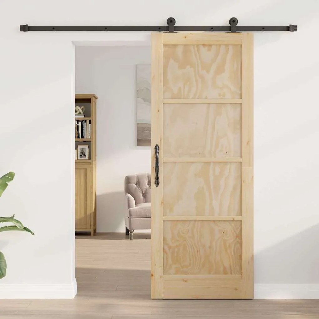 vidaXL Συρόμενη Πόρτα ORKDAL Φυσικό και μαύρο 78 x 202 εκ.
