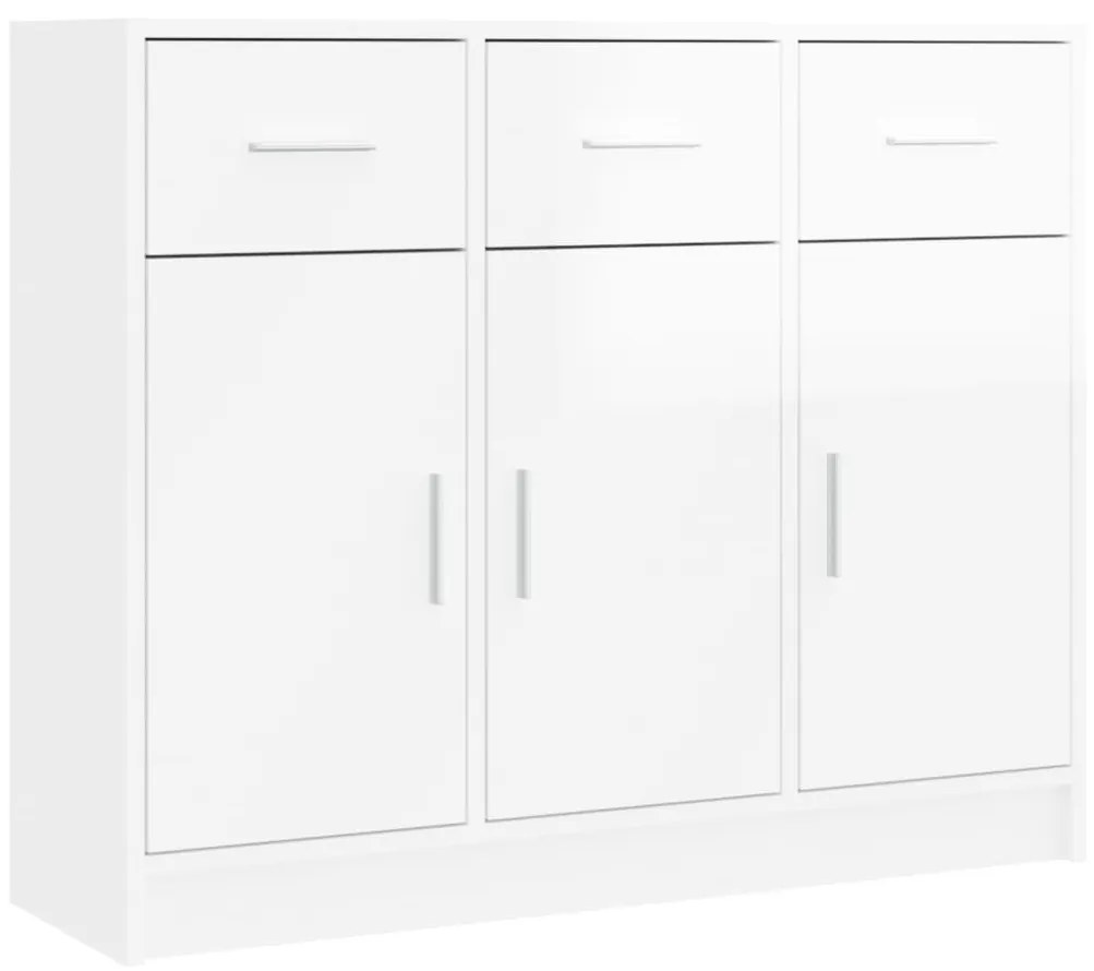 vidaXL Ντουλάπι Γυαλιστερό Λευκό 91x28x75 εκ. από Επεξεργασμένο Ξύλο