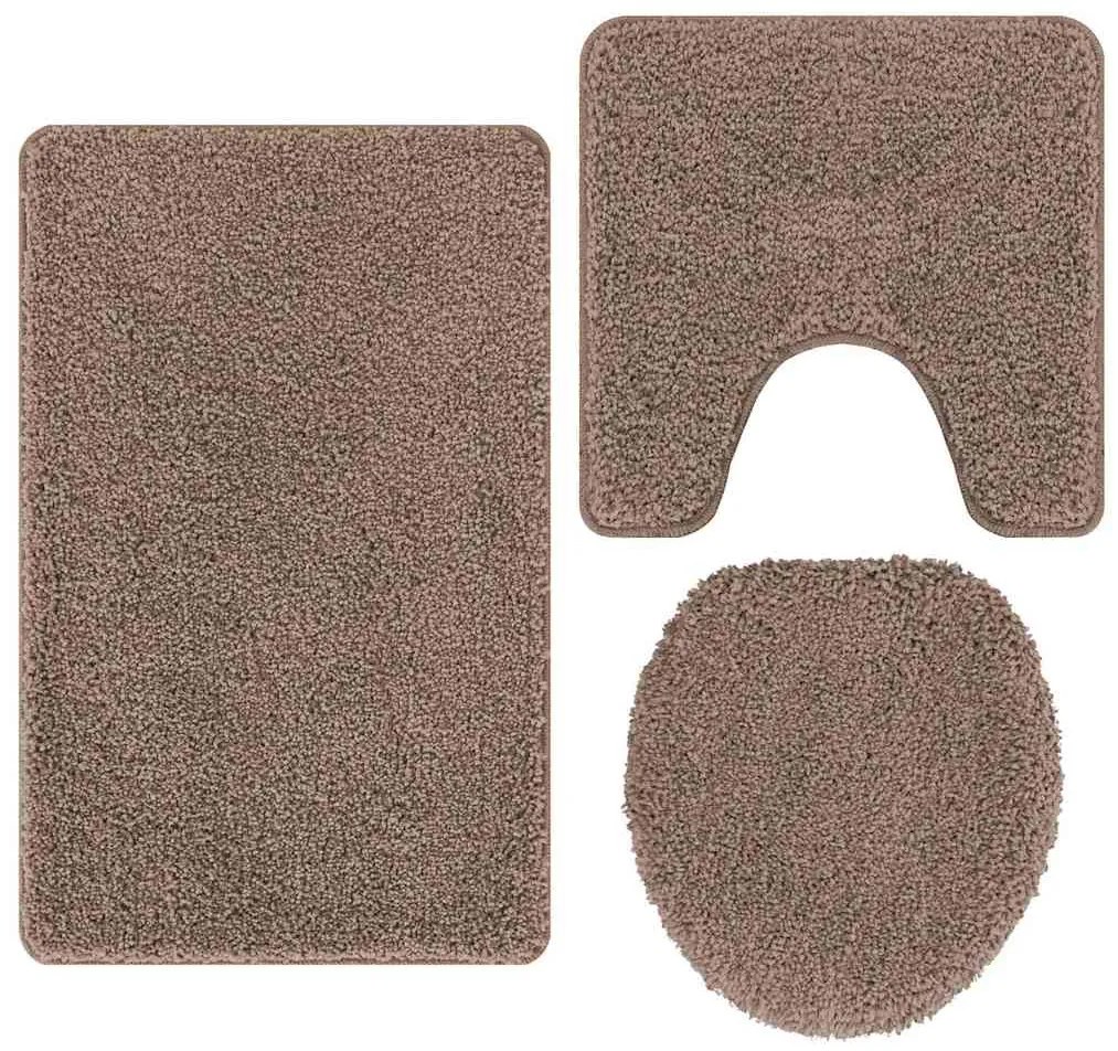 vidaXL Σετ Μάτ Μπάνιου Αντιολισθητικό 3 pcs Καφέ 50 x 50 cm PP