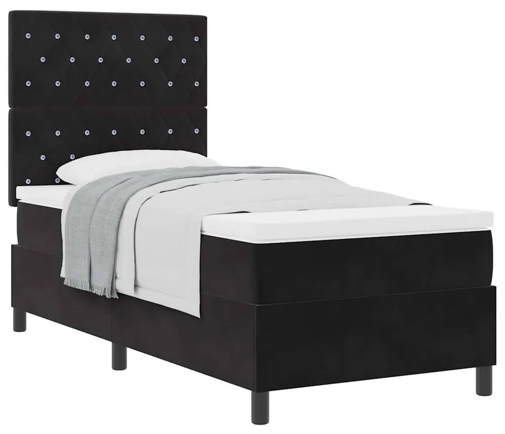 vidaXL Κρεβάτι με ελατήρια με στρώμα Μαύρο 90 x 200 cm Βελούδο