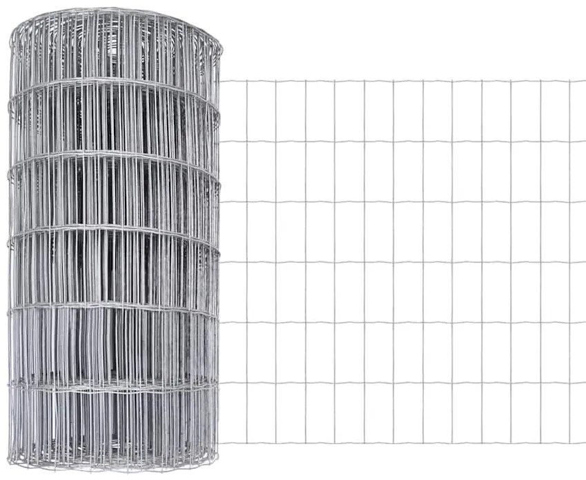 vidaXL Φράχτης με Στήλες. Ασημί 0.4 x 10 μ Ατσάλι