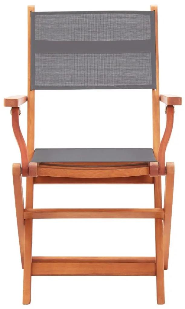 Καρέκλες Πτυσσόμενες 6τεμ. Γκρι Μασίφ Ξύλο Ευκαλύπτου/Τεξτιλίνη - Γκρι