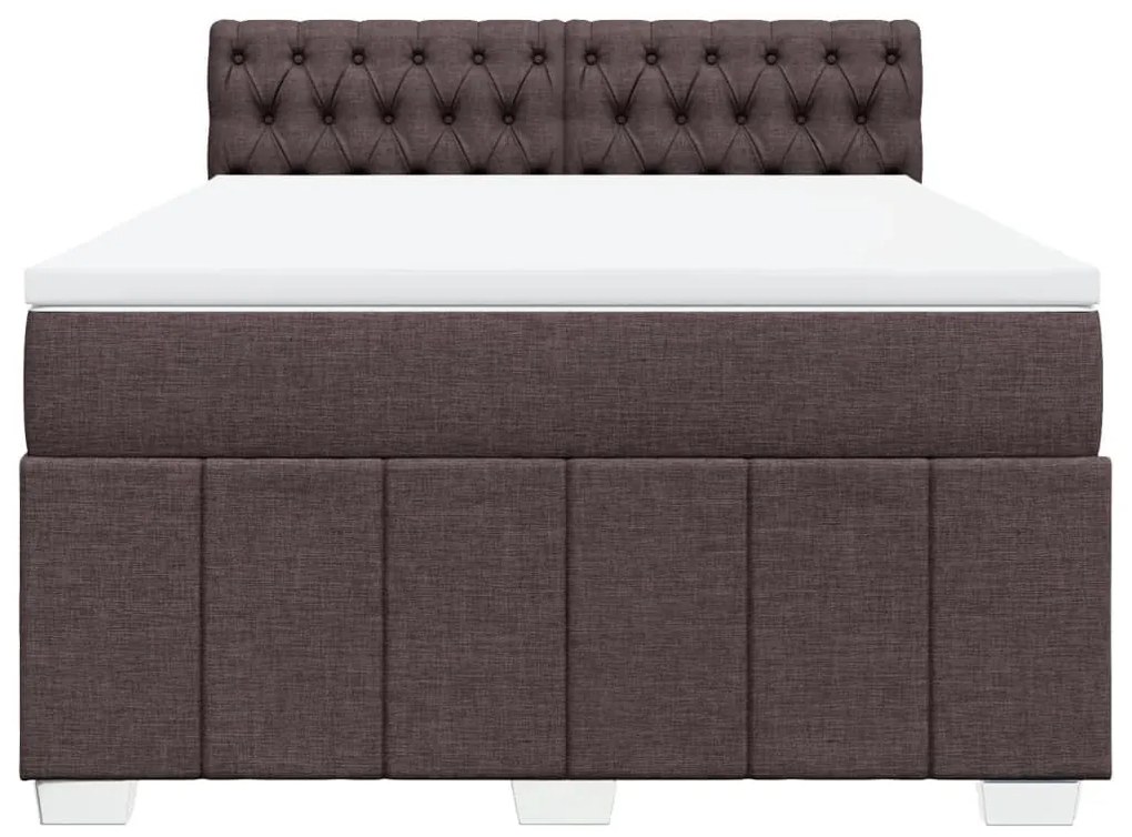 Κρεβάτι Boxspring με Στρώμα Σκούρο Καφέ 160x200 εκ Υφασμάτινο - Καφέ