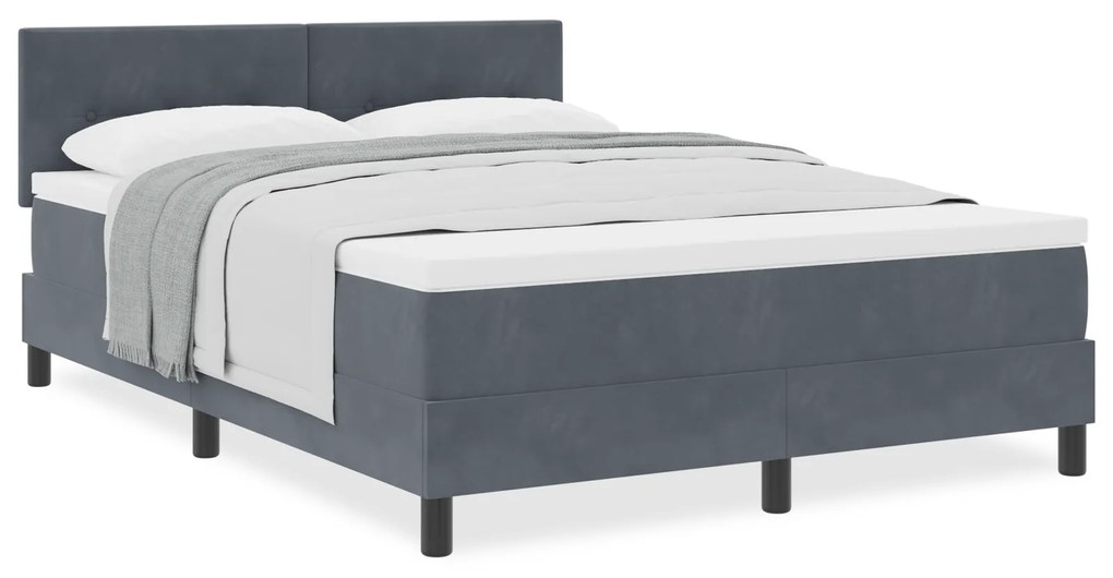 vidaXL Κρεβάτι Box Spring με Στρώμα Γκρί 160x200 εκ Βελούδο