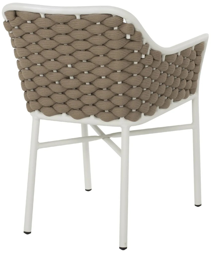 Καρέκλα - Πολυθρόνα C5858.02 Λευκή με Σχοινί Μπέζ 56x58x76Yεκ. 56x58x76 εκ.
