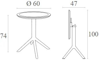 SKY WHITE Φ60X74εκ. ΤΡΑΠΕΖΙ ΠΤΥΣ/ΝΟ ΠΟΛ/ΝΙΟΥ