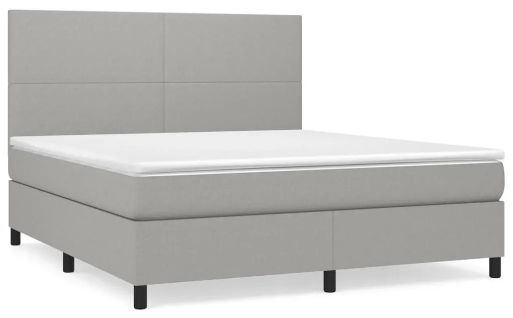 Κρεβάτι Boxspring με Στρώμα Ανοιχτό Γκρι 180x200 εκ. Υφασμάτινο - Γκρι