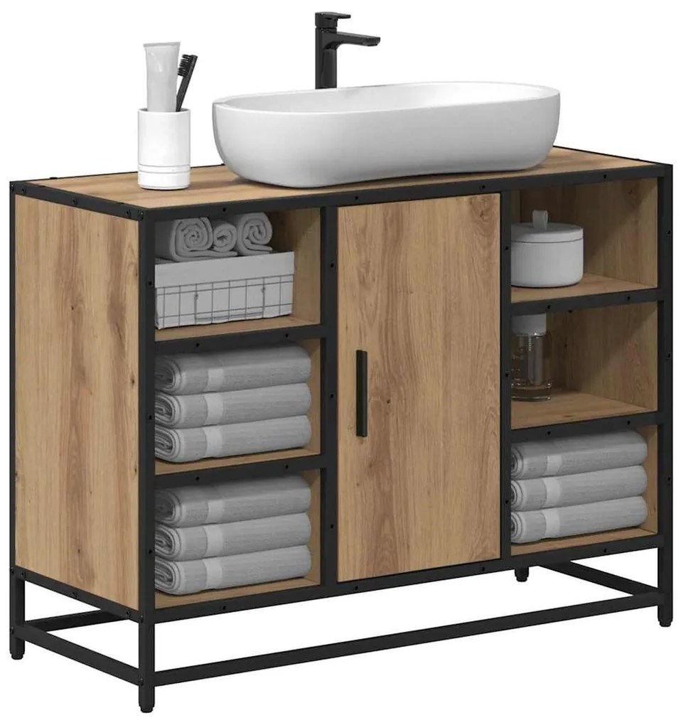vidaXL Ντουλάπα Νιπτήρα Mπάνιου με ράφι artisan δρυς 80 x 33 x 60 εκ