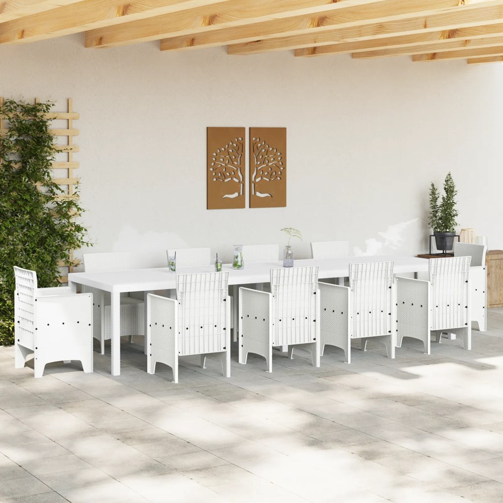 vidaXL Τραπέζι Κήπου Λευκό 350x100x73 εκ. Πολυ Ράττα