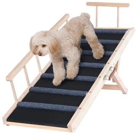 VEVOR Dog Ramp, Folding Pet Ramp for Bed, Adjustable Dog Ramp for Small, Large, Old Dogs &amp; Cats, Wooden Pet Ramp with 47.2&quot; Long Ramp, Adjustable from 13.8&quot; to 27.6&quot;, Suitable for Couch, Sofa, Car