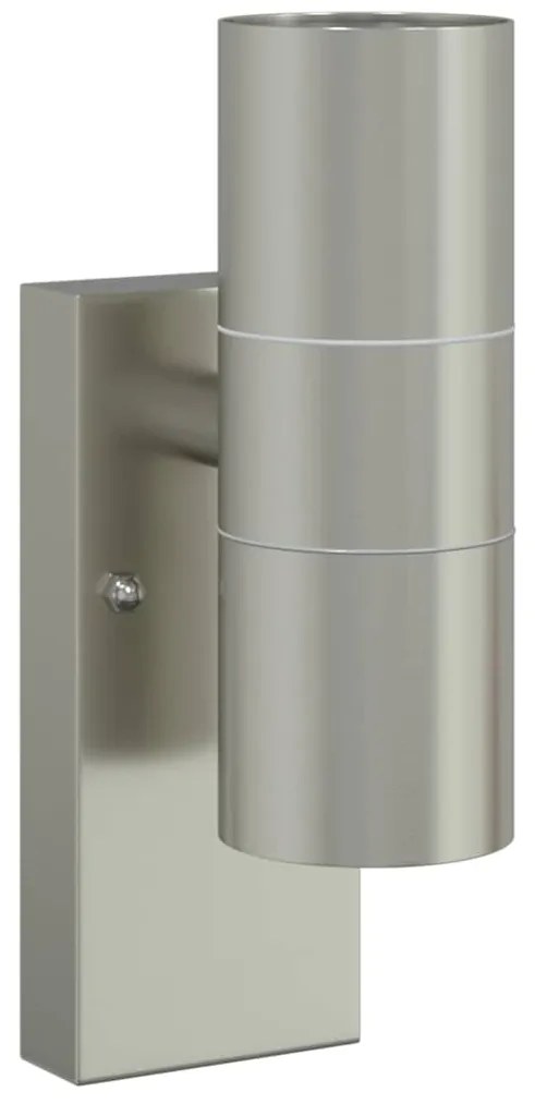 vidaXL Εξωτερικά Φωτιστικά Τοίχου 2 pcs Ασημί 7 x 10 x 22 εκ