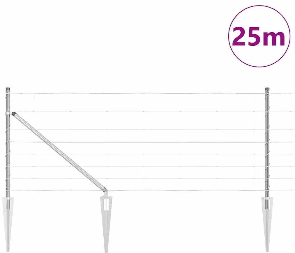 vidaXL Περίφραξη αγρού Ασημί 25 x 0.8 m Γαλβανισμένος χάλυβας