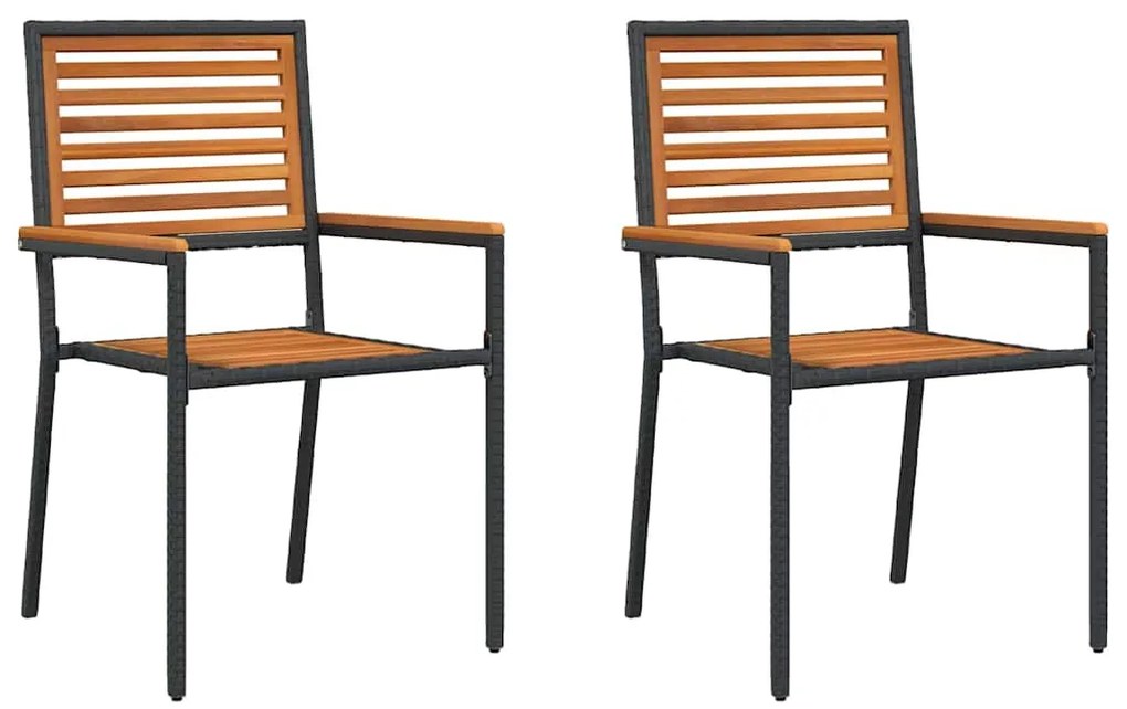 vidaXL Καρέκλες κήπου που σωριάζονται 2 pcs Καφέ, Μαύρο