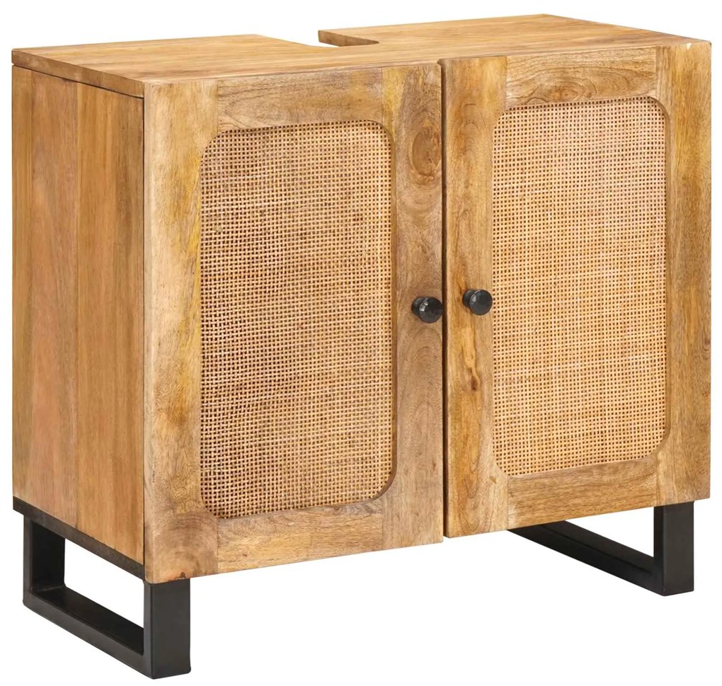 vidaXL Σετ Μπάνιου με αποθήκευση 2 pcs Καφέ Στερεό ξύλο μάνγκο