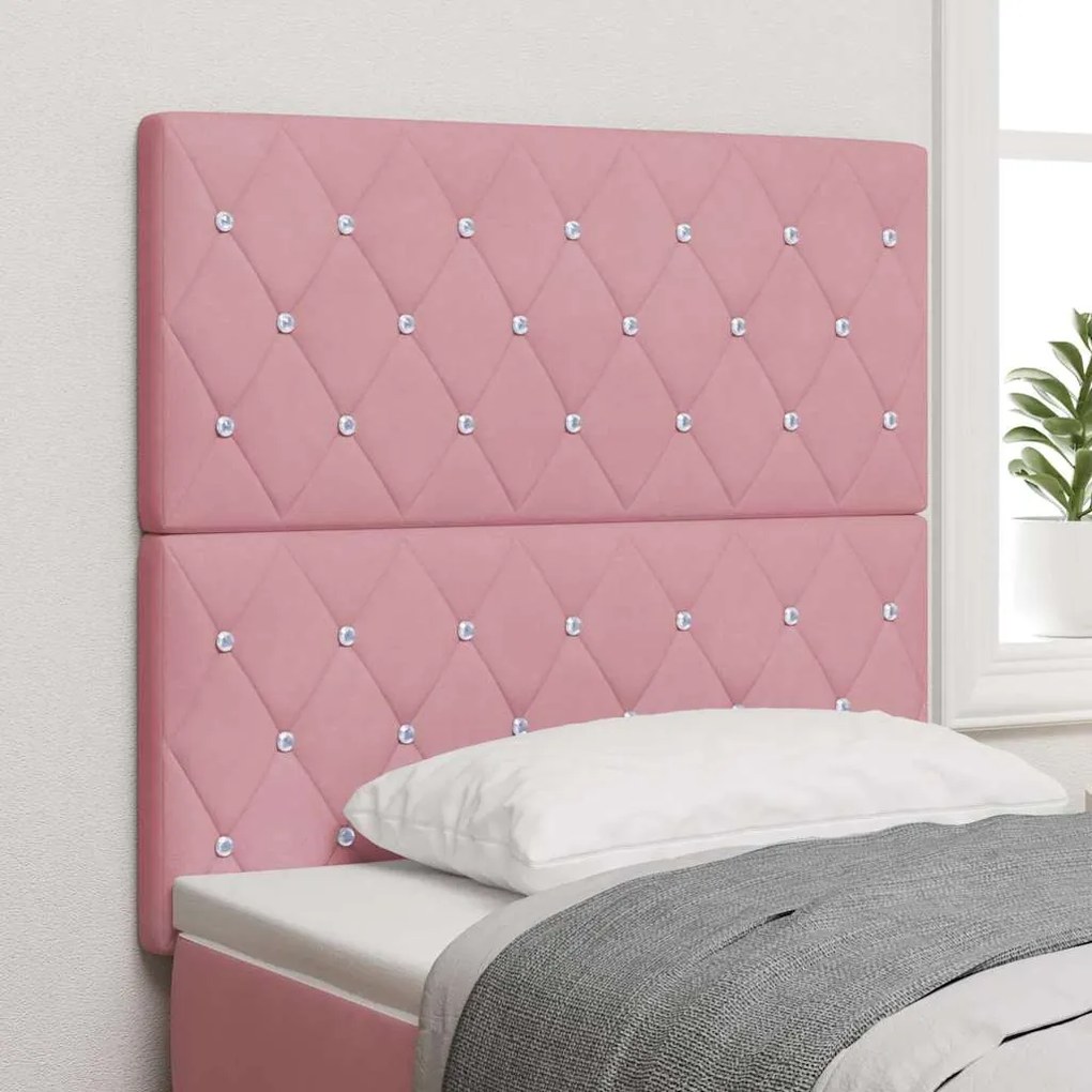 vidaXL Βελούδινο Κεφαλάρι Argyle με κεφαλάρι Ροζ 100 cm Βελούδο