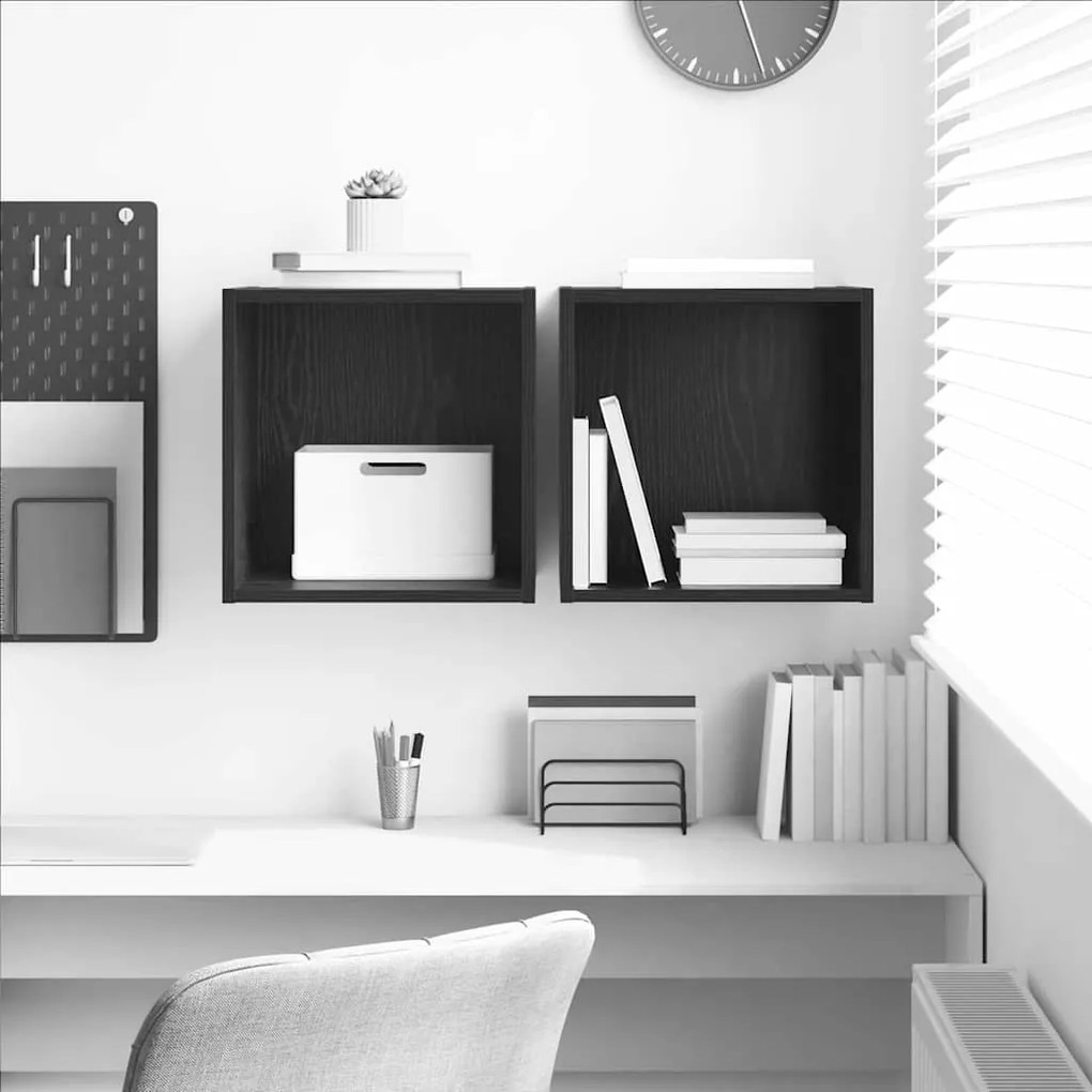 Ντουλάπα Τοίχου με ράφι 2 pcs Μαύρη Οξυά 37 x 37 x 37 εκ