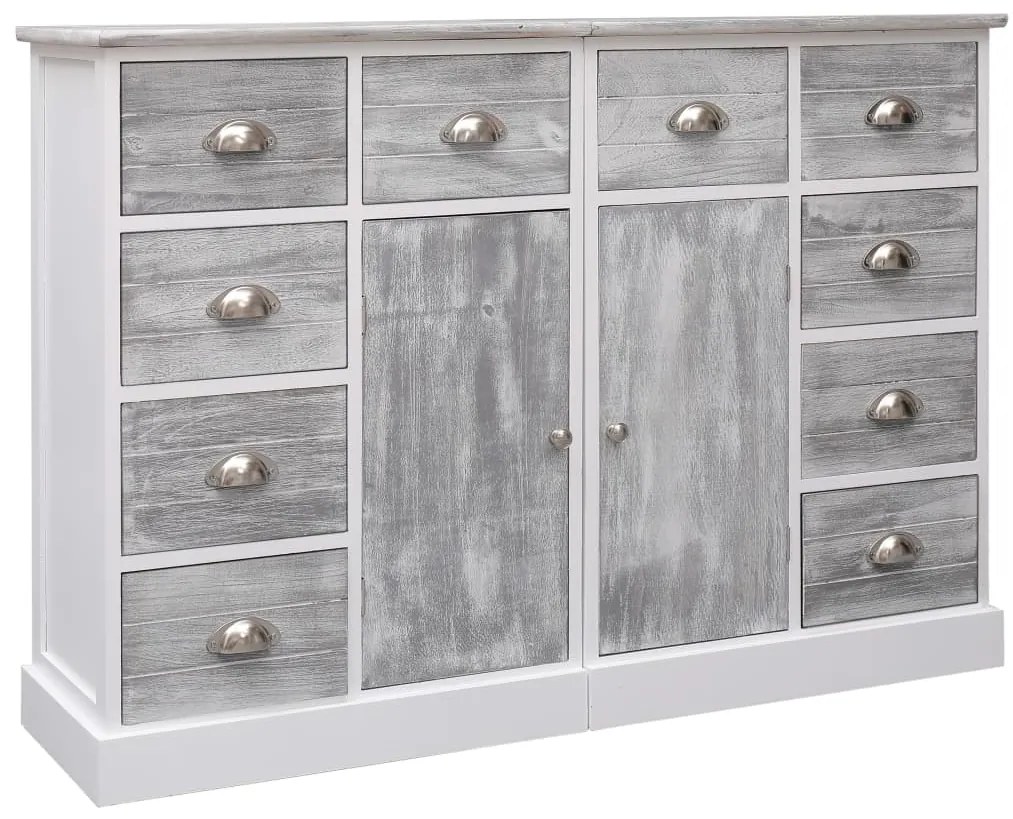 vidaXL Ντουλάπι με 10 Συρτάρια Γκρι 113 x 30 x 79 εκ. από Ξύλο