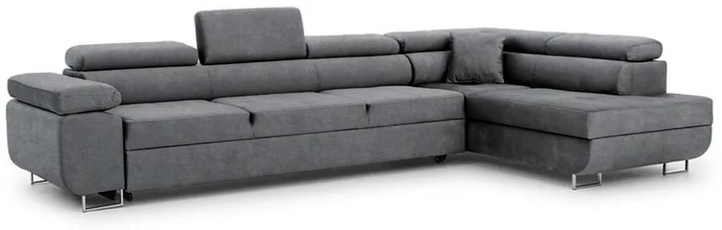 Γωνιακός καναπές Κρεβάτι Annabelle Maxi, με αποθηκευτικό χώρο, γκρί σκούρο 340x98x201cm-Δεξιά γωνία-BOG9284