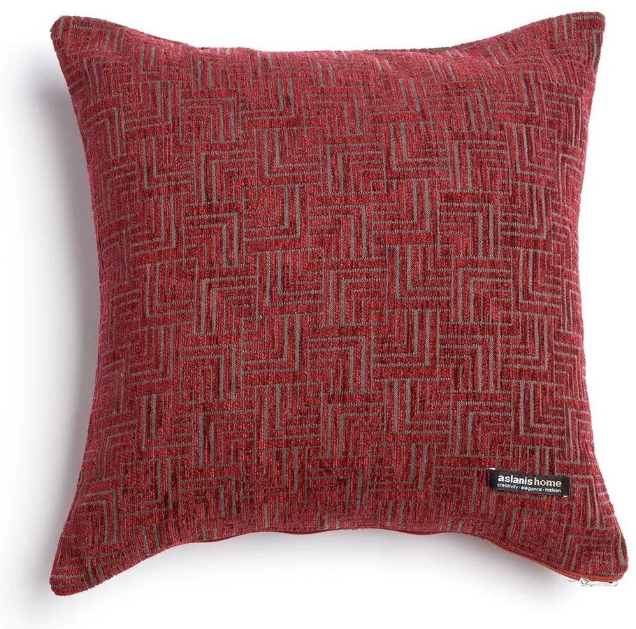 Μαξιλαροθήκη Διακοσμητική New Maze Classic Bordo Aslanis Home 45X45 Βαμβάκι-Chenille