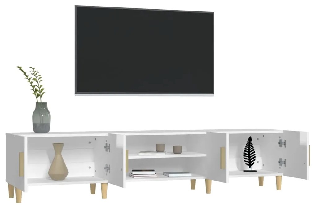 vidaXL Έπιπλο Τηλεόρασης Γυαλ. Λευκό 180x31,5x40 εκ Επεξεργασμένο Ξύλο