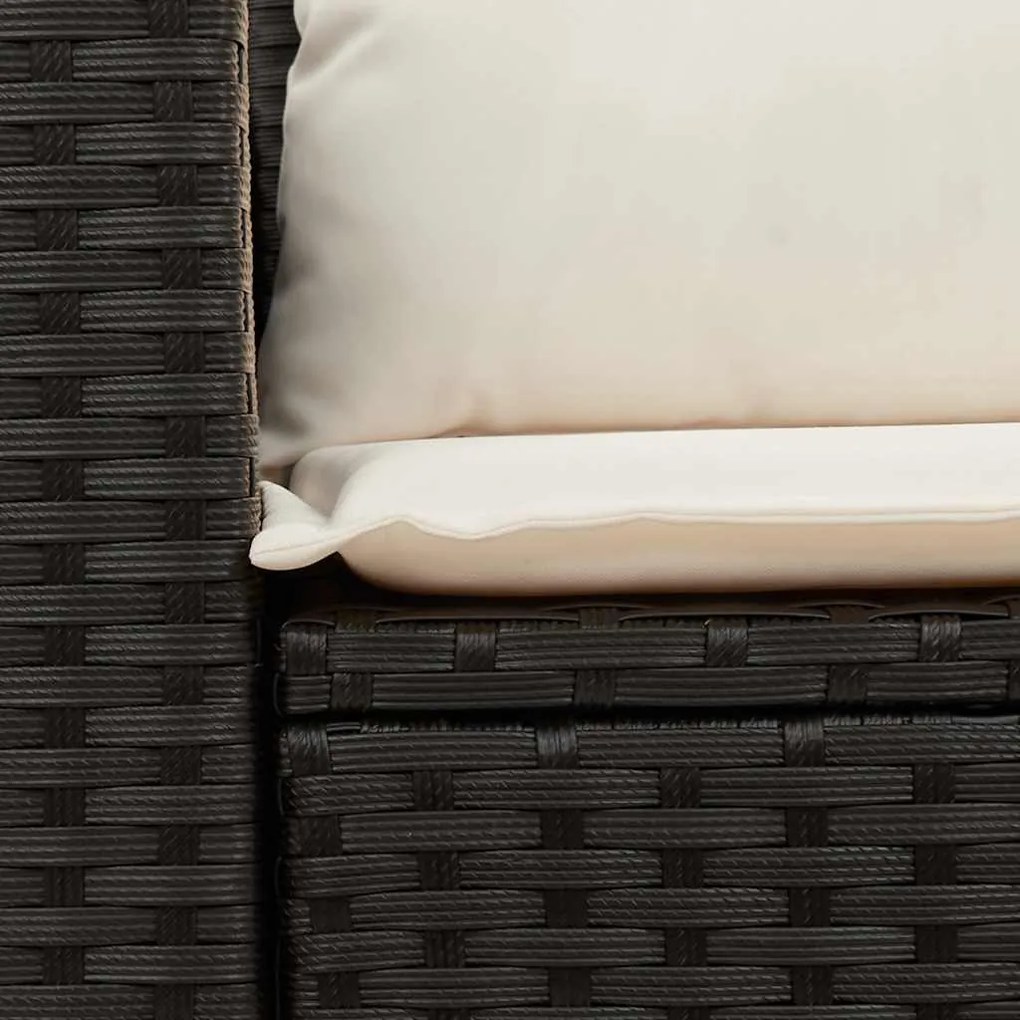 vidaXL Καναπές Κήπου Διθέσιος Μαύρος από Συνθετικό Ρατάν με Μαξιλάρια