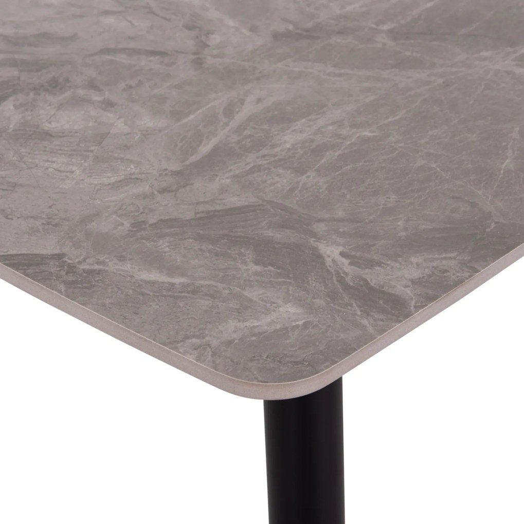 Τραπέζι Rav γκρι μαρμάρου sintered stone-μαύρο μέταλλο 160x90x75