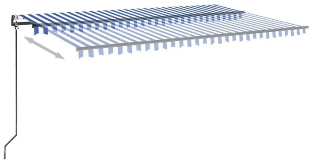 Τέντα Αυτόματη με Αισθητήρα Ανέμου &amp; LED Μπλε/Λευκό 500x300 εκ. - Μπλε
