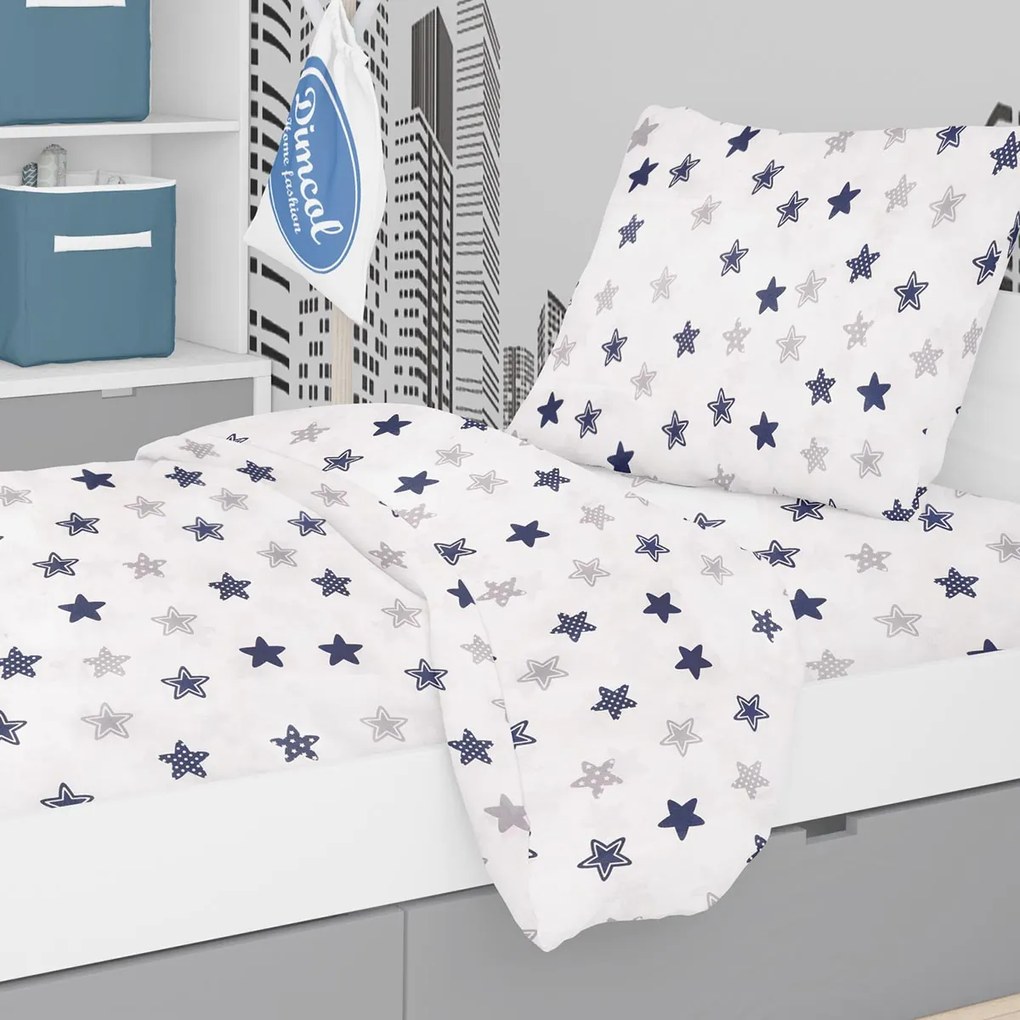 Σεντόνια Μονά (Σετ 3τμχ) Dimcol Star 102 Blue