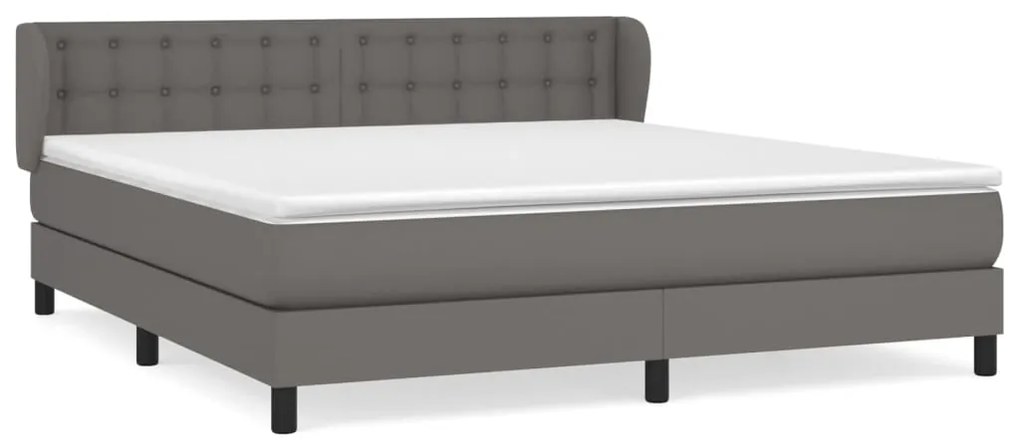 Κρεβάτι Boxspring με Στρώμα Γκρι 160x200εκ. από Συνθετικό Δέρμα - Γκρι