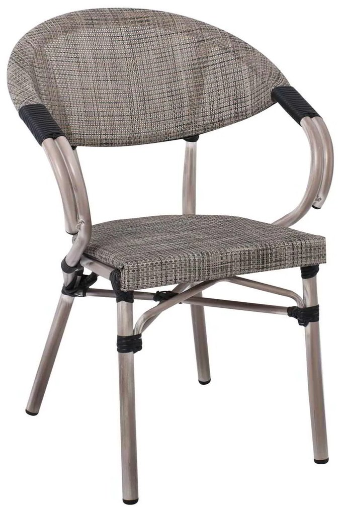 Πολυθρόνα Alu COSTA Antique Grey/Textilene Μπεζ 58x57x83cm