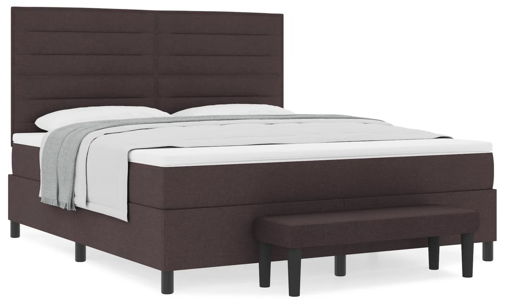 vidaXL Κρεβάτι με στρώμα & παγκάκι σκούρο καφέ 180x200 εκ ύφασμα
