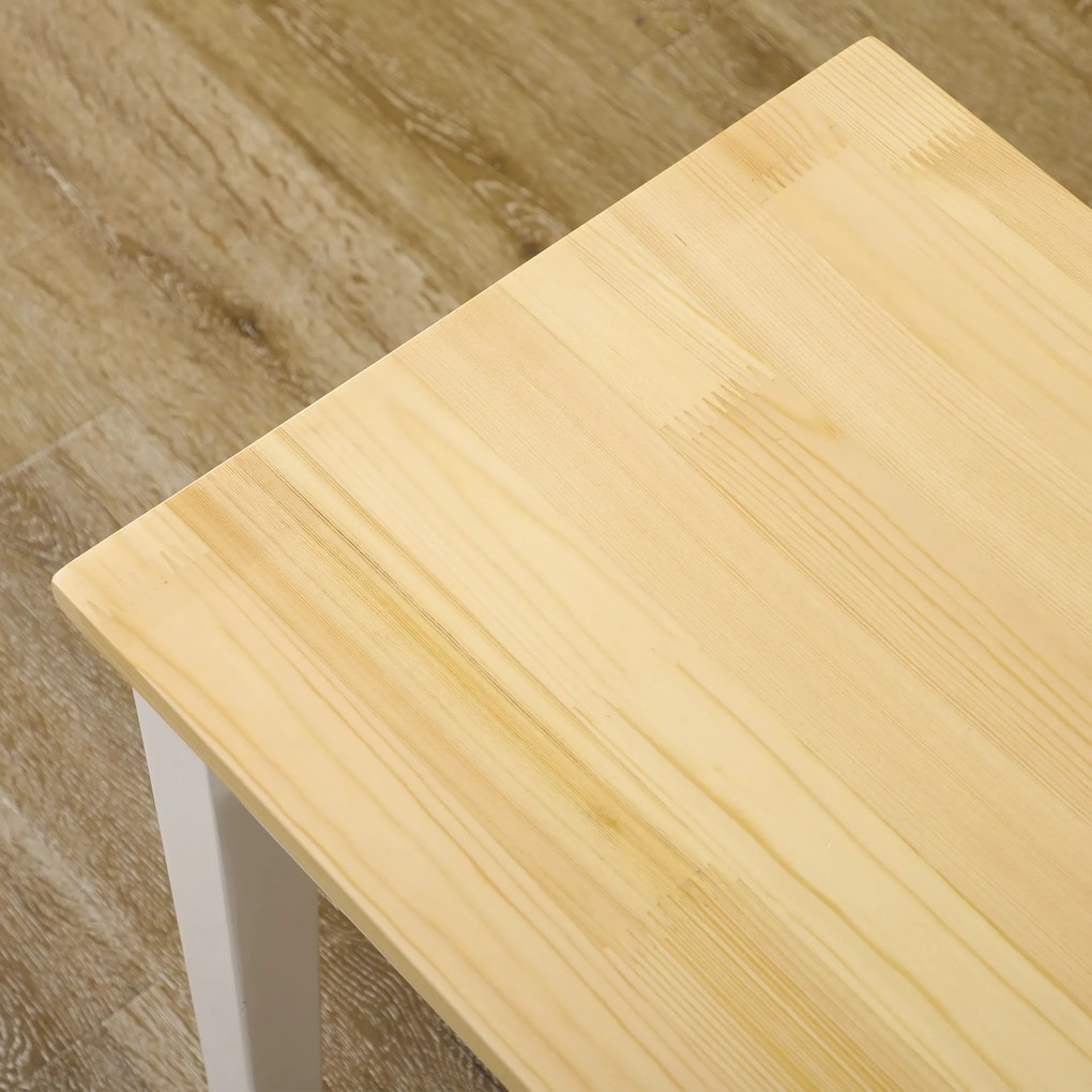 Πάγκος ξύλινος πάγκος 2θέσιος, μασίφ ξύλο, βερνικωμένο, Φυσικό+ Λευκό