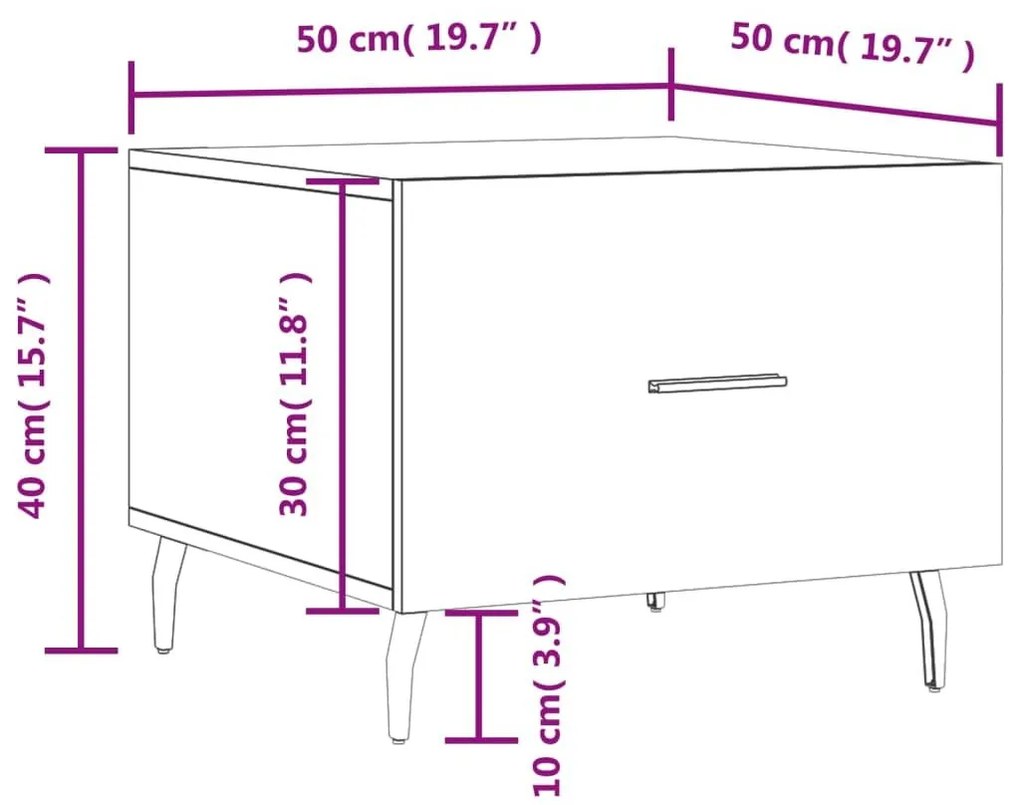 Τραπεζάκια Σαλονιού 2 τεμ Brown Oak 50x50x40 εκ Επεξ. Ξύλο - Καφέ