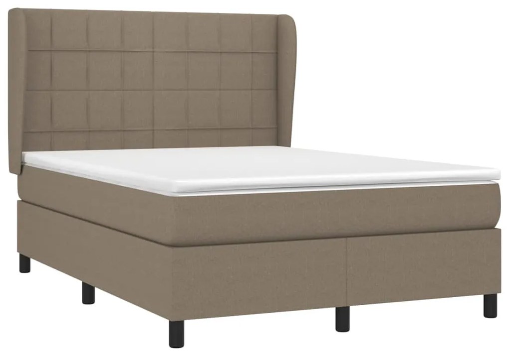 vidaXL Κρεβάτι Boxspring με Στρώμα Taupe 140x200 εκ. Υφασμάτινο