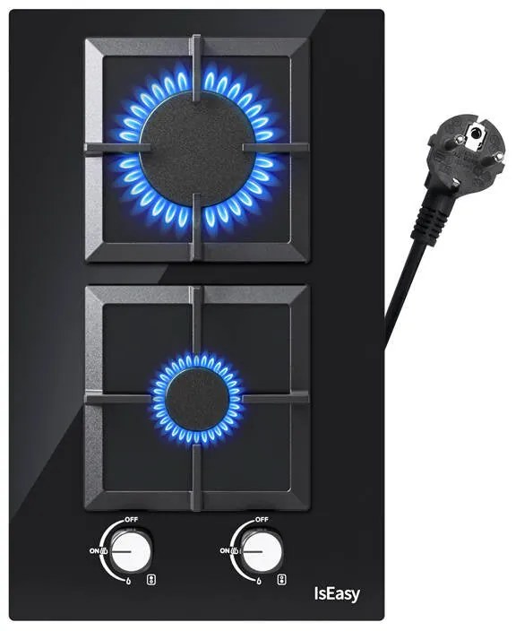 Glass Gas Stove IsEasy MGBG-312S2C two-zones (square)