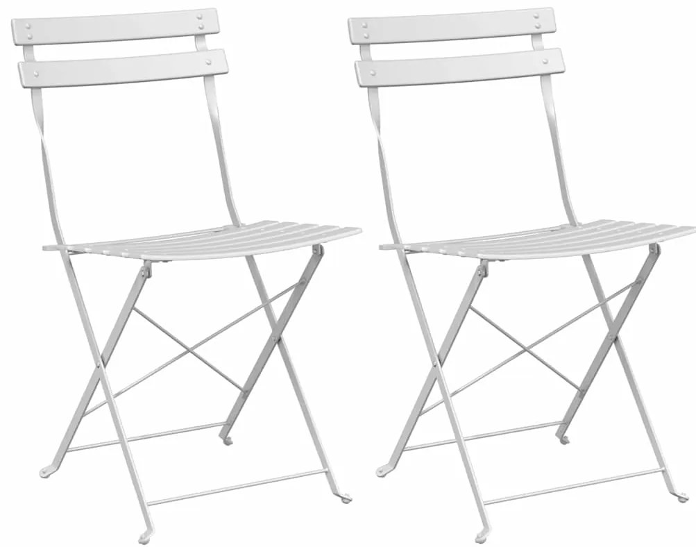 vidaXL Πτυσσόμενη Καρέκλα Κήπου 2 pcs Λευκό 42 x 46 x 82εκ Μέταλλο