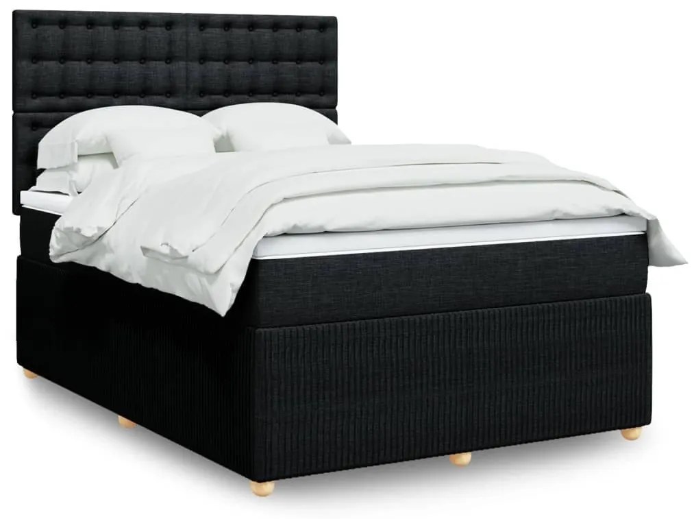 ΚΡΕΒΑΤΙ BOXSPRING ΜΕ ΣΤΡΩΜΑ ΜΑΥΡΟ 140X190 ΕΚ. ΥΦΑΣΜΑΤΙΝΟ 3294367