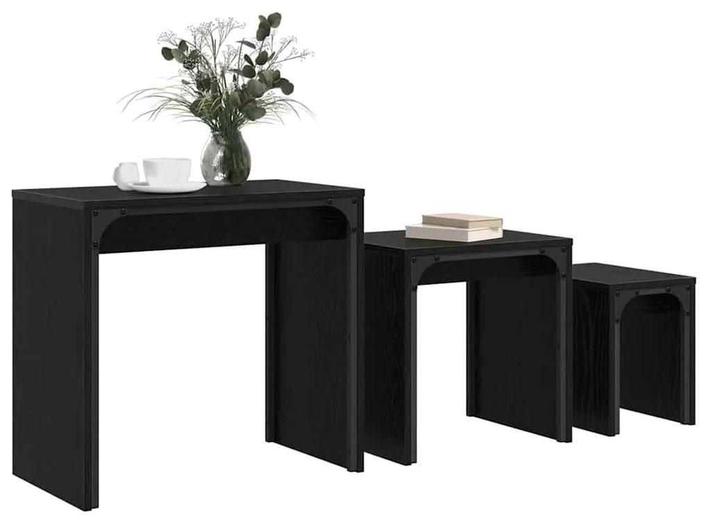 vidaXL Φωτιστικό Τραπεζάκι 3 pcs Μαύρη δρυς 60 x 35 x 56 εκ.