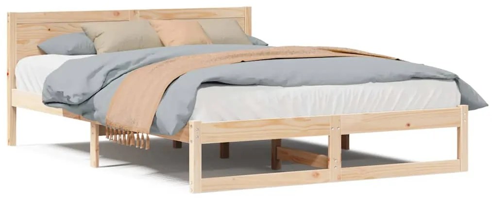 vidaXL Σκελετός Κρεβατιού Φυσικό 160 x 200 cm Στερεά ξυλεία πεύκου