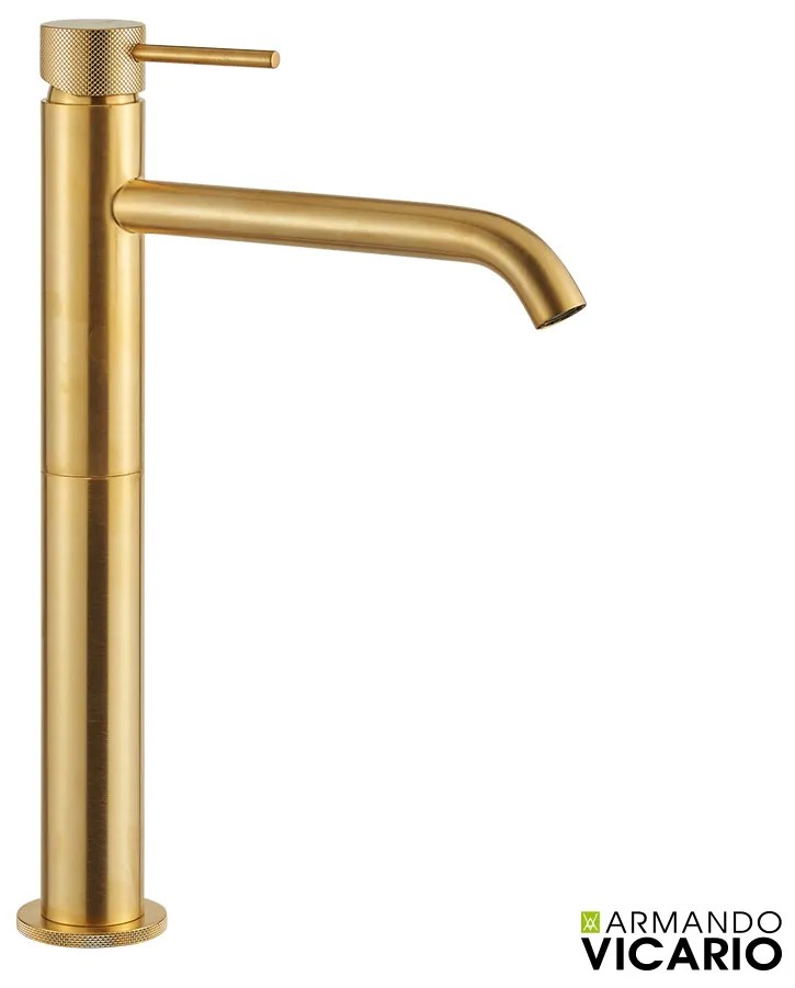 Μπαταρία Νιπτήρα Υψηλή με Βαλβίδα Clic-Clac industrial Vicario Brushed Gold 512041-201