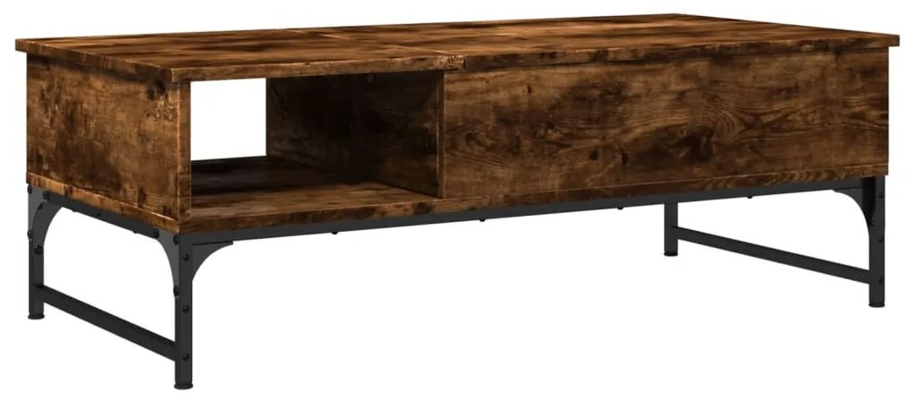 vidaXL Τραπεζάκι Σαλονιού Καπνιστή Δρυς 100x50x35 εκ. Επ. Ξύλο/Μέταλλο