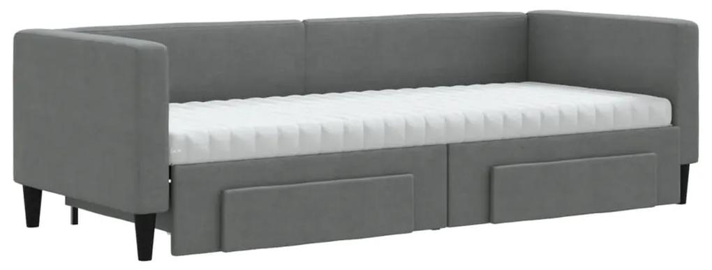 vidaXL Καναπές Κρεβάτι Συρόμενος Σκ. Γκρι 80x200 εκ. Ύφασμα & Συρτάρια
