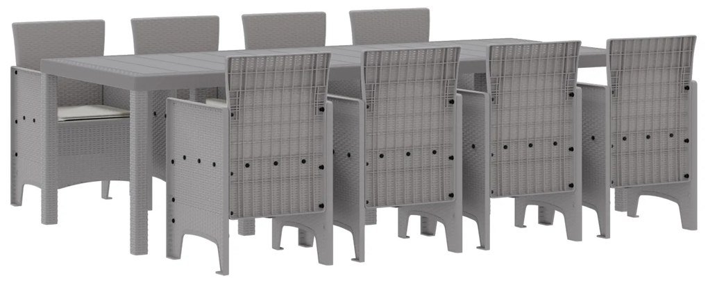 vidaXL Σετ Εξωτερικής Τραπεζαρίας 9 pcs Λευκό 250 x 100 x 73 εκ