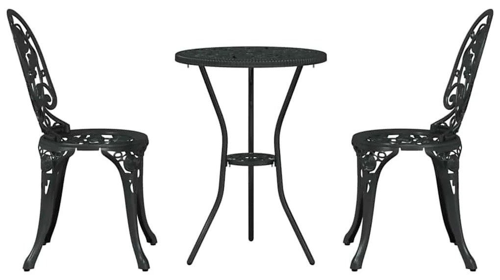 vidaXL Σετ Μπιστρό Κήπου 3 pcs Μαύρο Αλουμίνιο