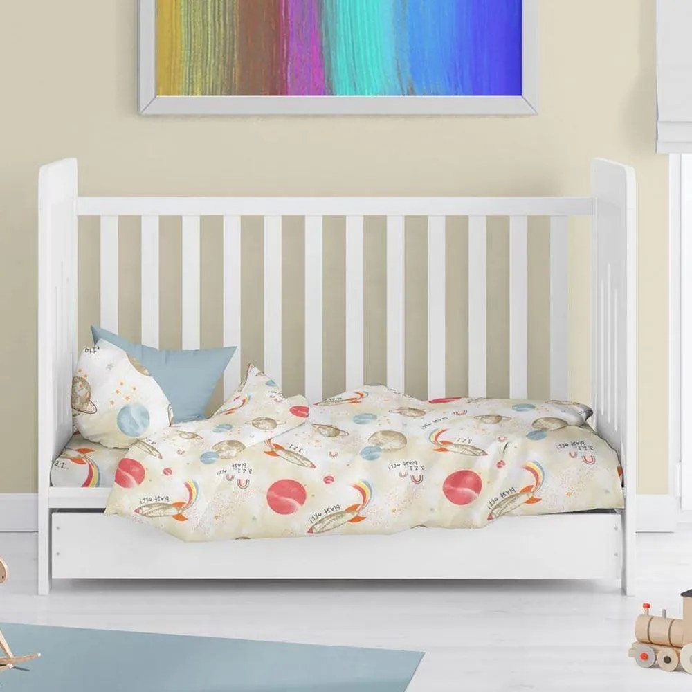 Παπλωματοθήκη Βρεφική Spaceship 186 Beige DimCol 120x160cm 100% Cotton
