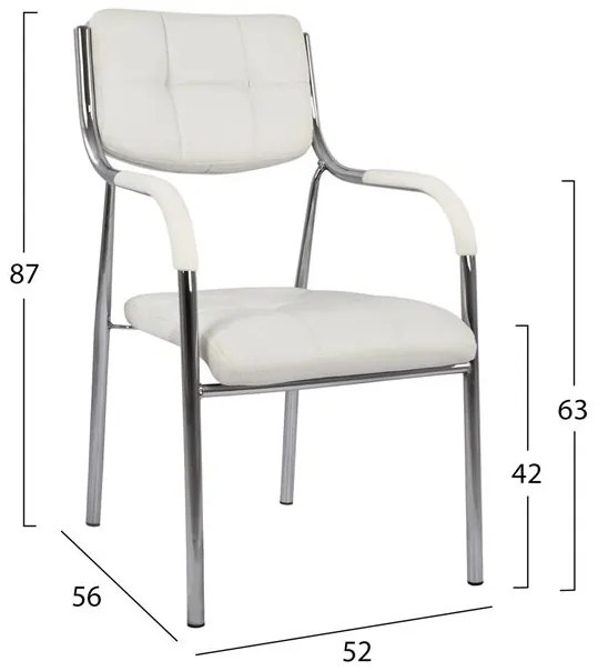 ΚΑΡΕΚΛΑ QUANDA ΓΡΑΦΕΙΟΥ HM1018.02 ΑΣΠΡΟ PU 52x56x87 Y εκ. - HM1018.02