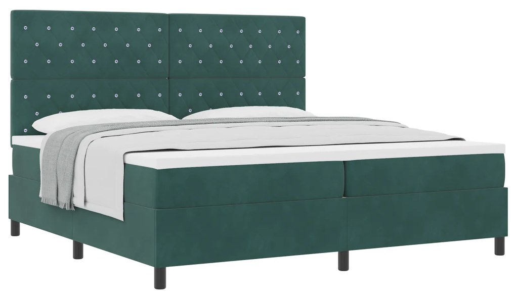 vidaXL Κρεβάτι με Στρώμα Dark Green 200x200 εκ Βελούδο