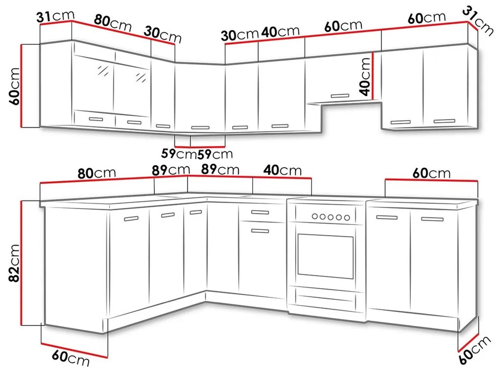 Σετ κουζίνας Tucson 160, 249cm, 207 kg, Πάγκος, Πλαστικοποιημένη μοριοσανίδα, Γωνιακός | Epipla1.gr