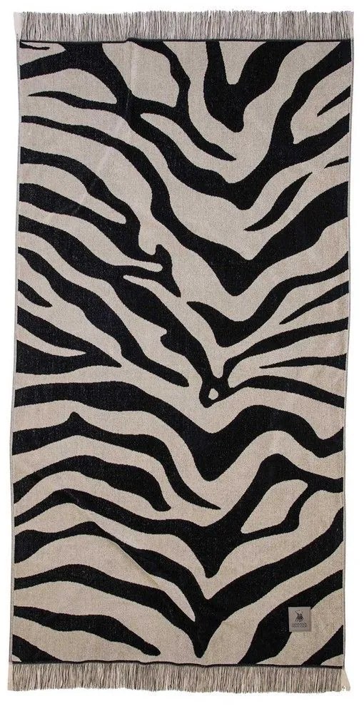 Πετσέτα Θαλάσσης 3738 Beige-Black Greenwich Polo Club Θαλάσσης 90x180cm 100% Cotton